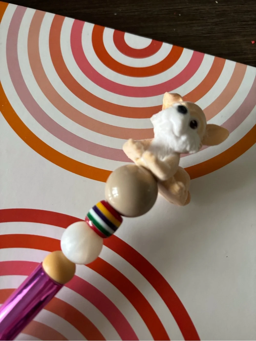 Puppy in my Pocket: Blonde Dog handmade beaded pen